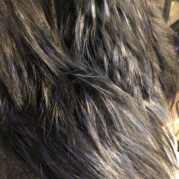 Tasha Tarno Blue Black genuine fox fur vest - Picture 3 of 5